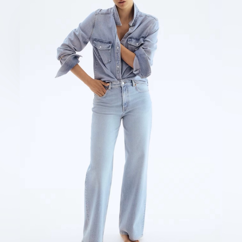 NWT H&M Light Blue High Waist Straight Leg Women's Jeans